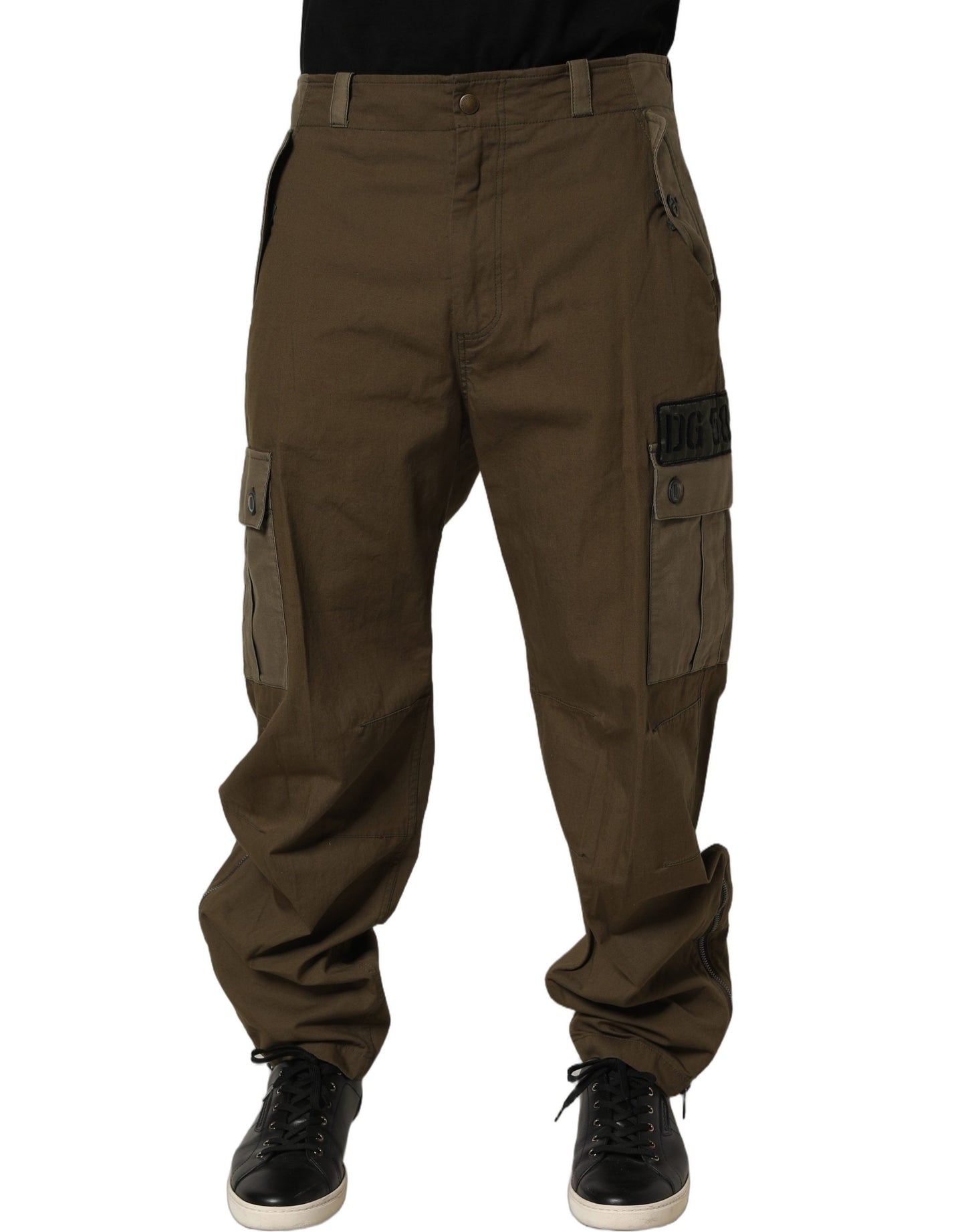 Dolce & Gabbana Brown Mid Waist Straight Cargo Trouser Pants Dolce & Gabbana