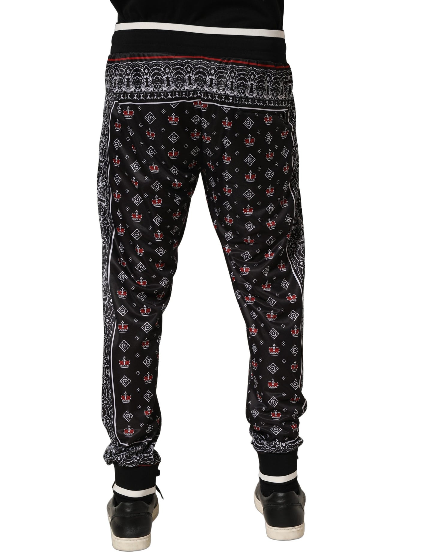 Dolce & Gabbana Black Bandana Crown Jogger Men Trouser Pants Dolce & Gabbana