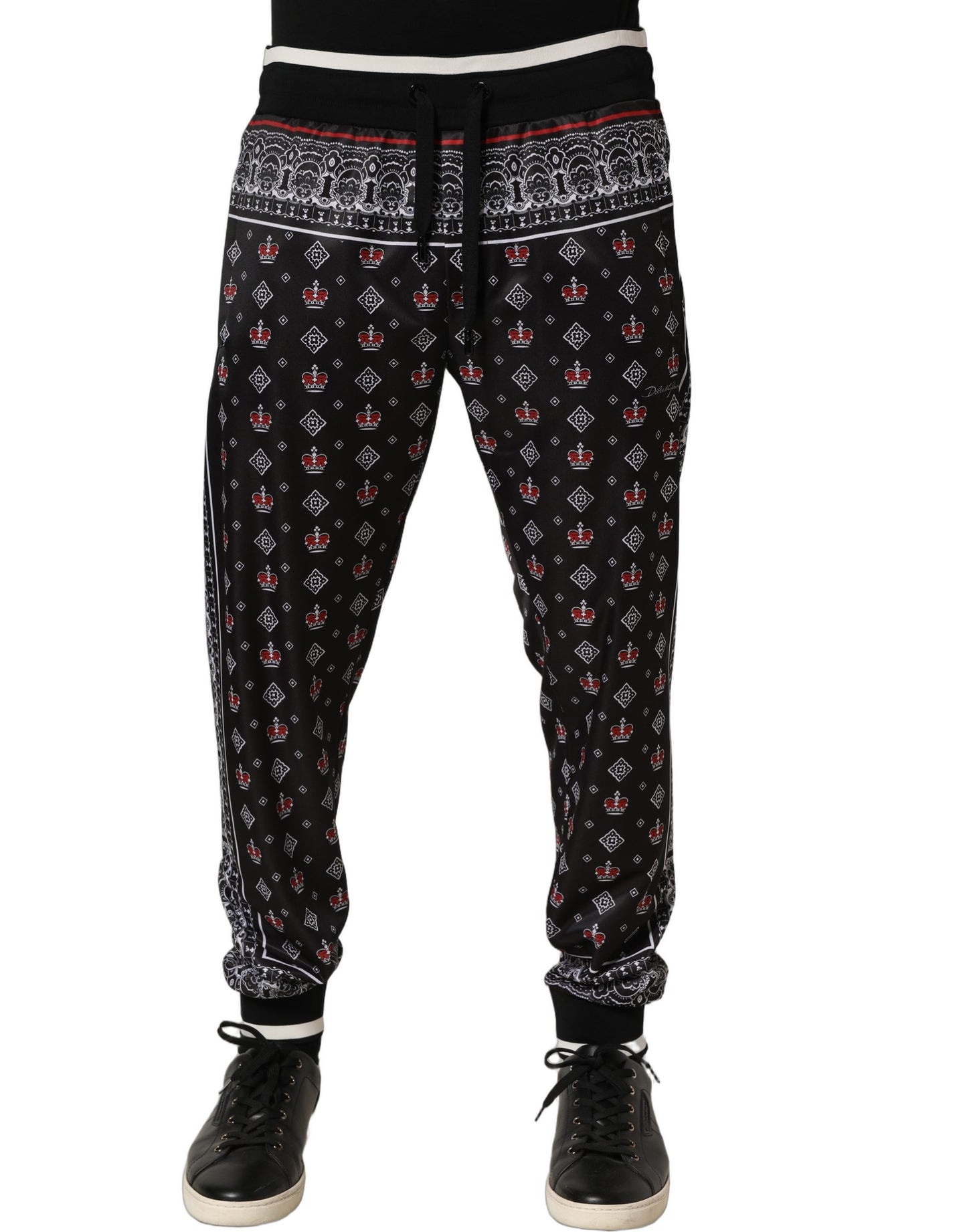 Dolce & Gabbana Black Bandana Crown Jogger Men Trouser Pants Dolce & Gabbana