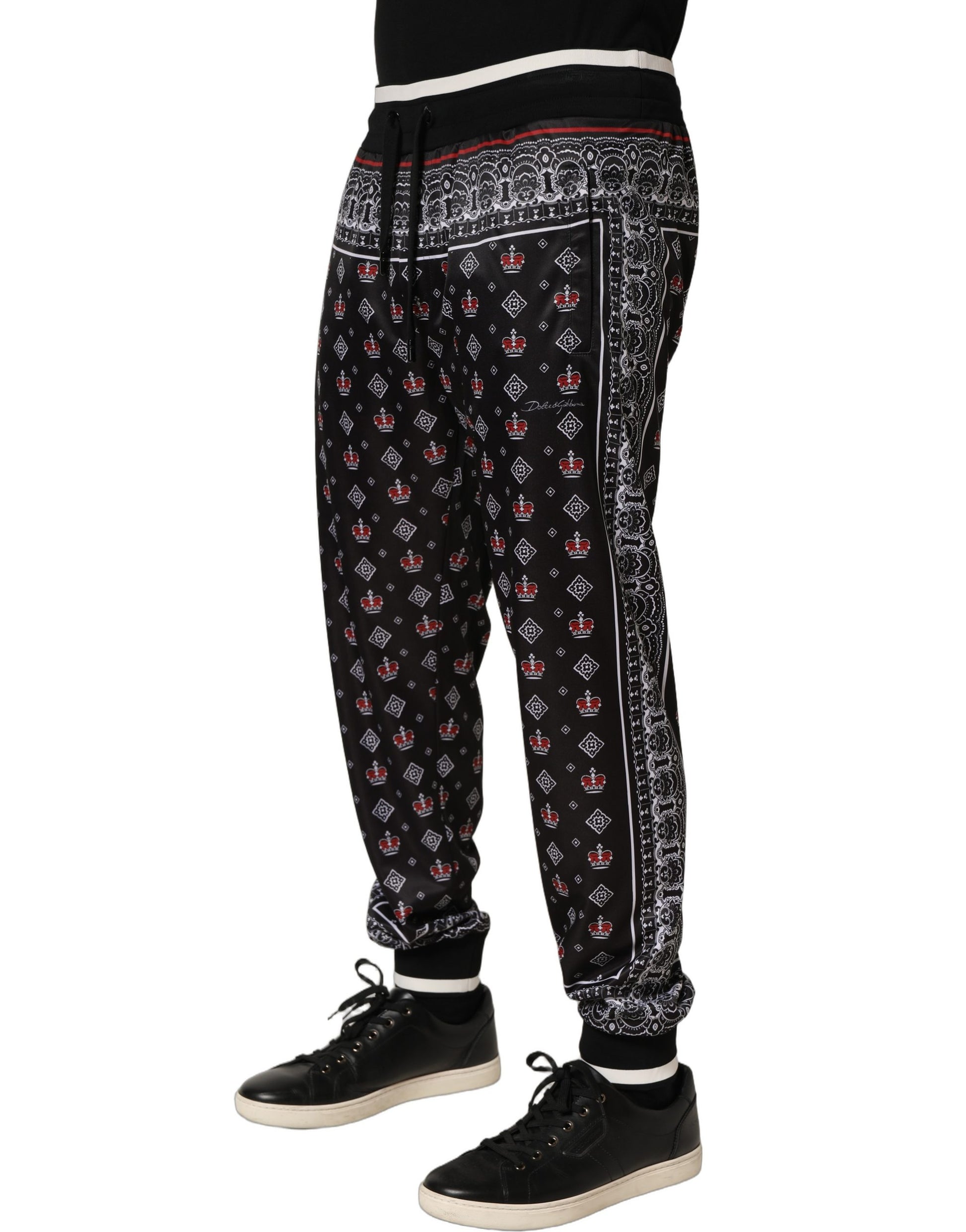 Dolce & Gabbana Black Bandana Crown Jogger Men Trouser Pants Dolce & Gabbana