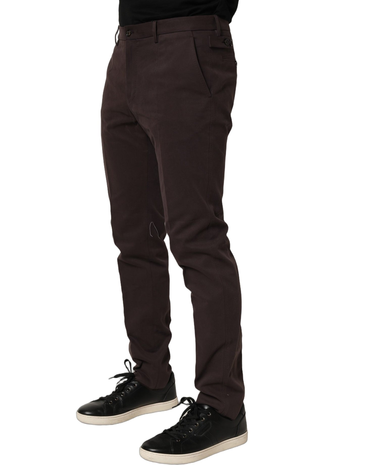 Dolce & Gabbana Brown Cotton Skinny Leg Dress Trouser Pants Dolce & Gabbana