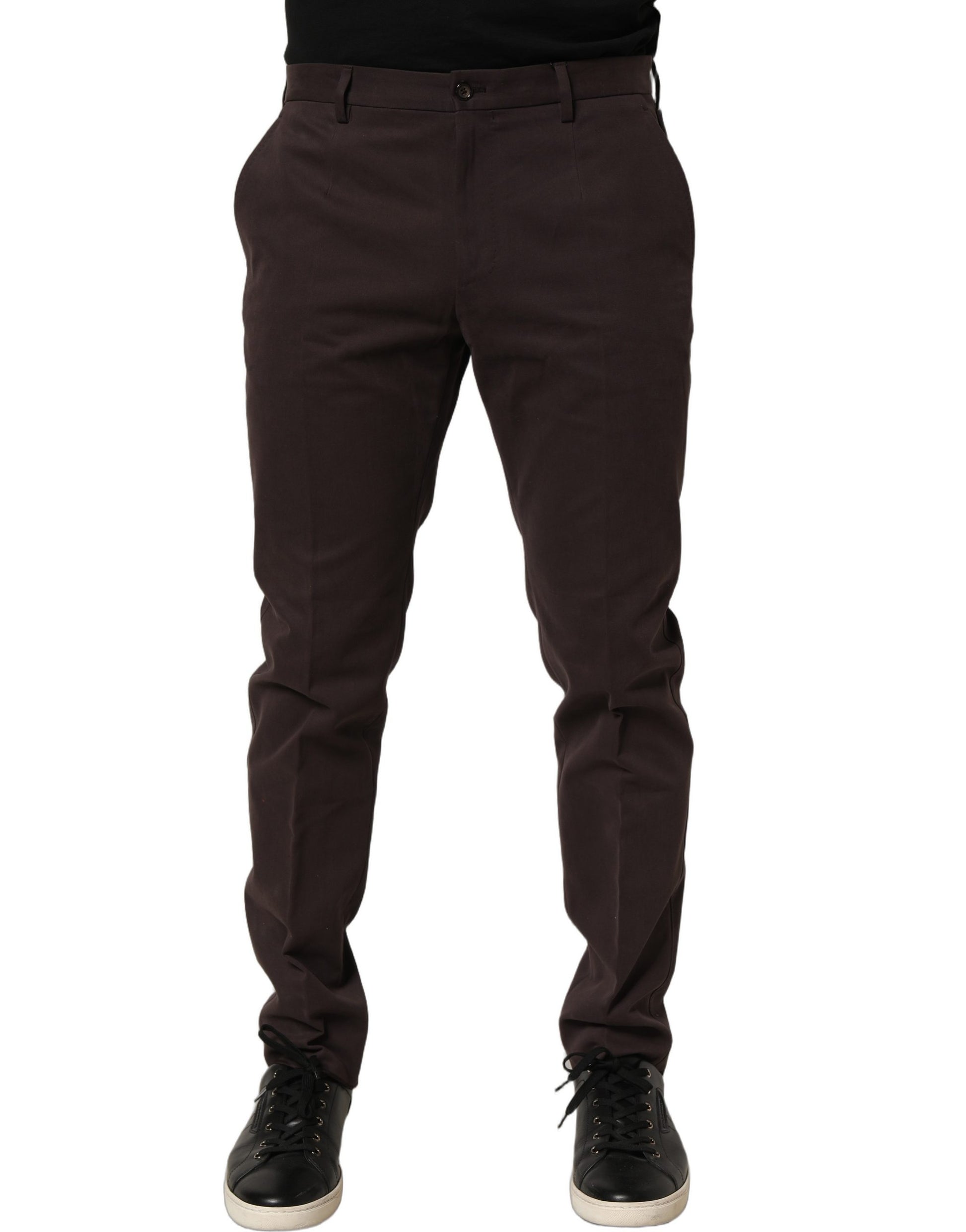 Dolce & Gabbana Brown Cotton Skinny Leg Dress Trouser Pants Dolce & Gabbana