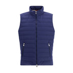Brunello Cucinelli Blue Polyester Sleeveless Jacket Brunello Cucinelli