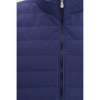 Brunello Cucinelli Blue Polyester Sleeveless Jacket Brunello Cucinelli