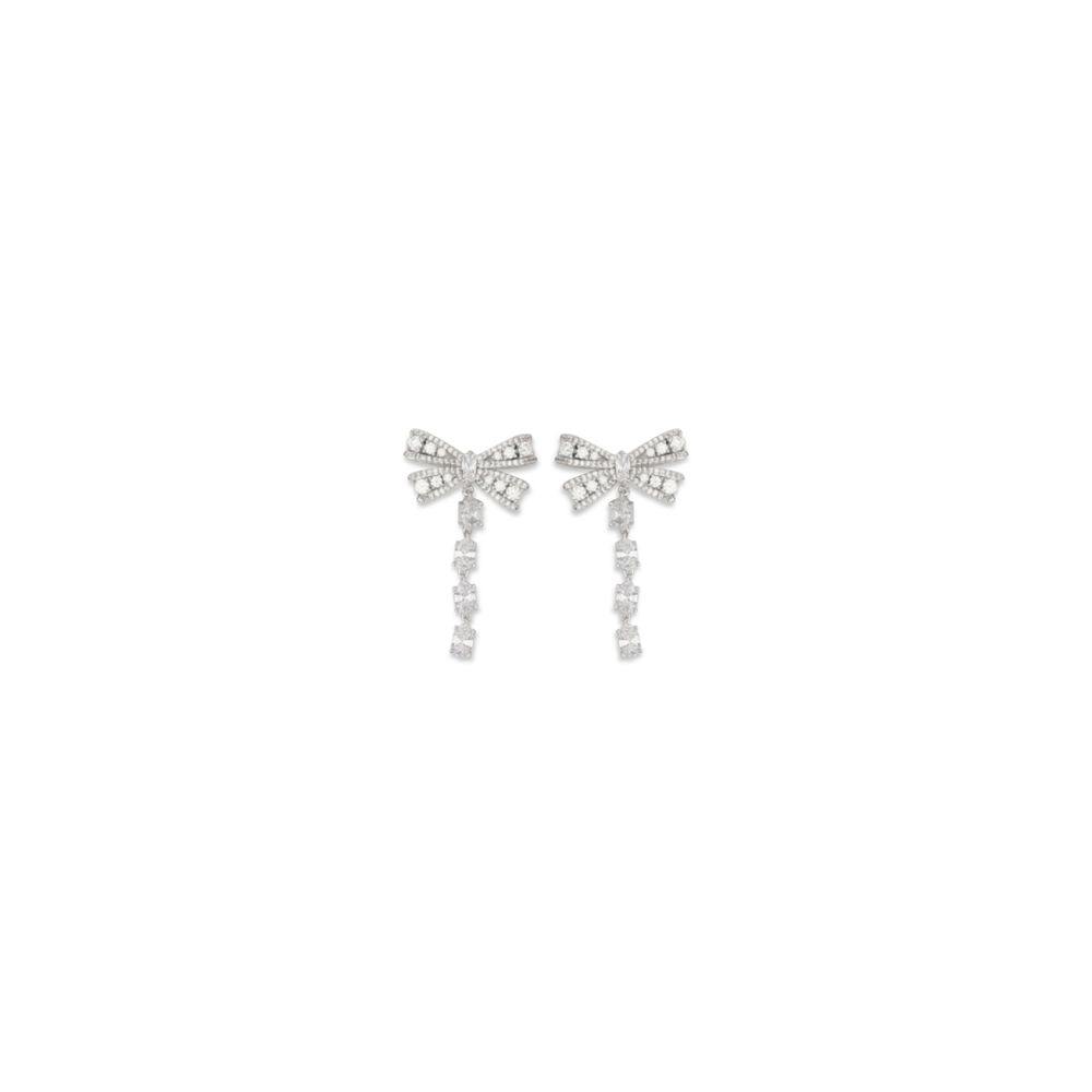 Self-Portrait silver brass earrings with sleek, modern design, featuring geometric shapes and polished finish.