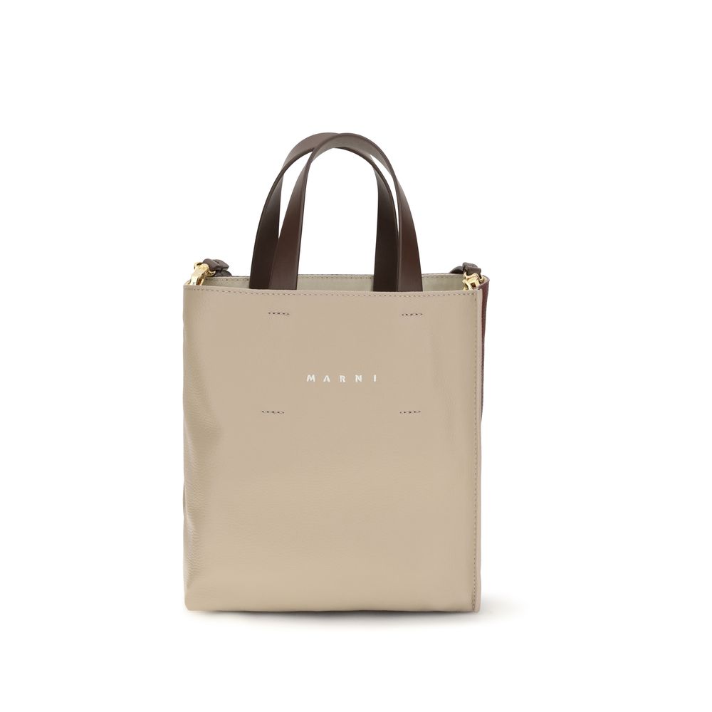 Marni Beige Calf Leather Bos Taurus Shoulder Bag Marni