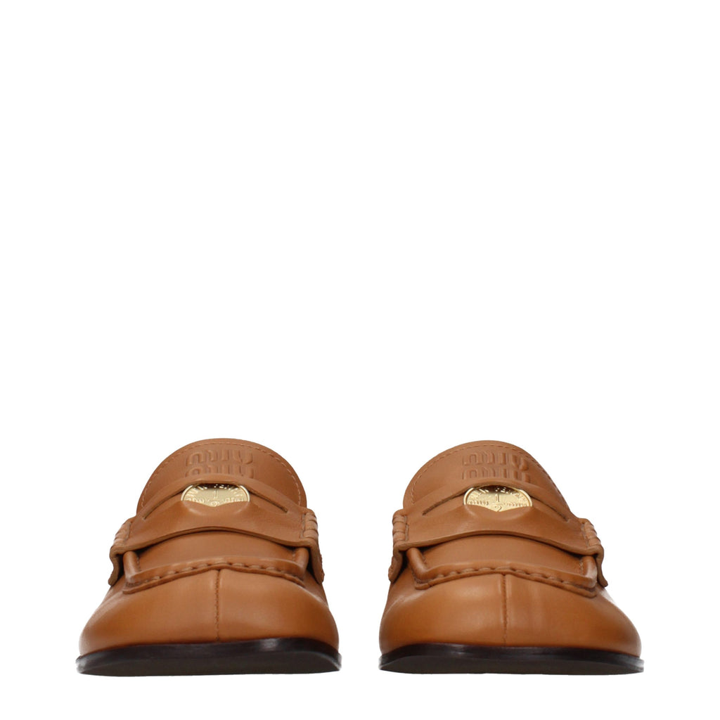Miu Miu Brown Leather Slip-On Loafers Miu Miu