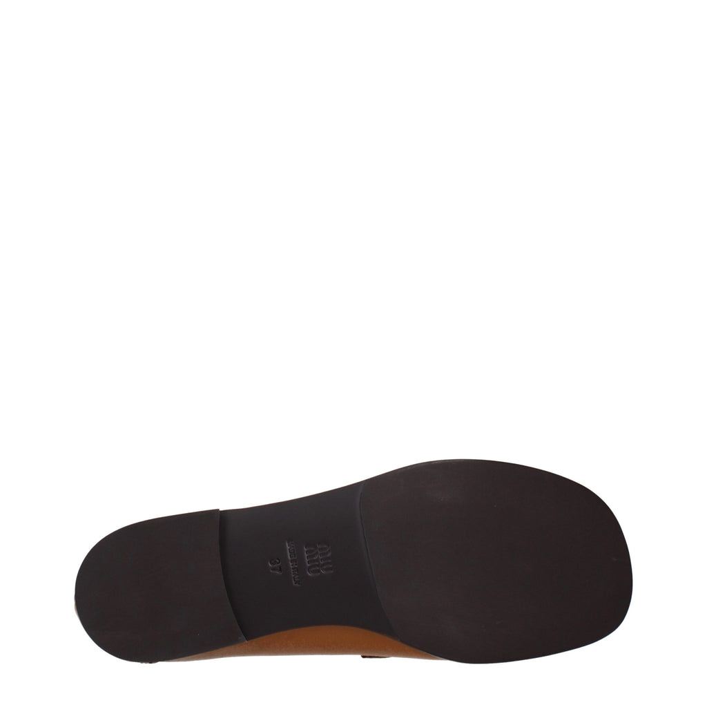 Miu Miu Brown Leather Slip-On Loafers Miu Miu
