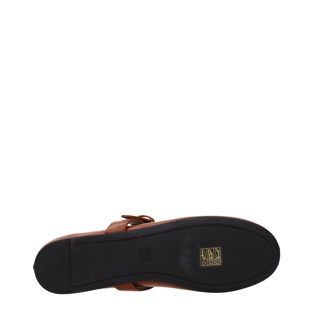 Miu Miu Brown Leather Ballet Flats Miu Miu