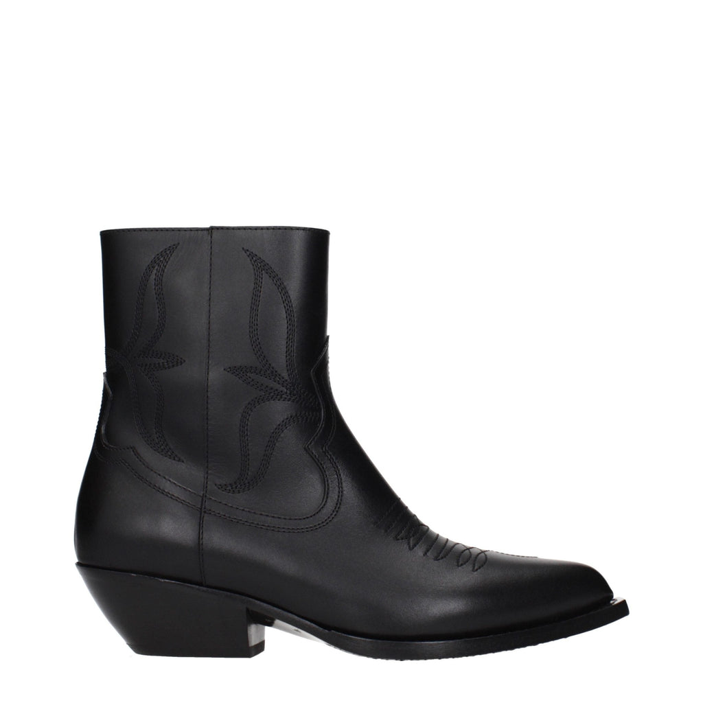 Celine Black Leather Ankle Boots Celine