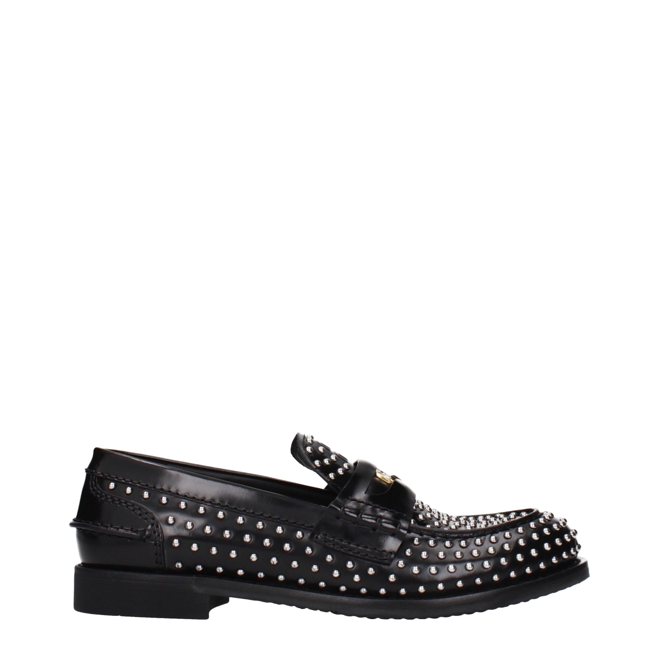 Miu Miu Black Leather Slip-On Loafers Miu Miu