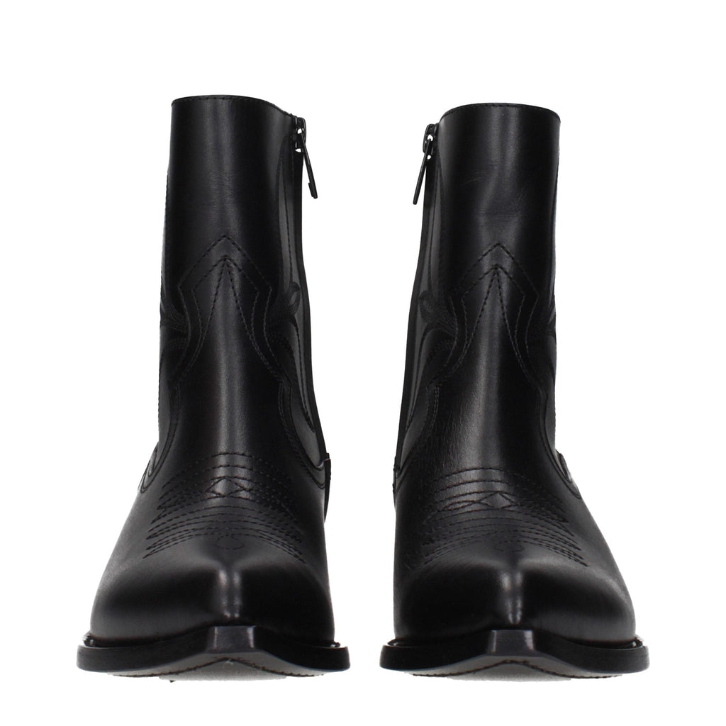 Celine Black Leather Ankle Boots Celine