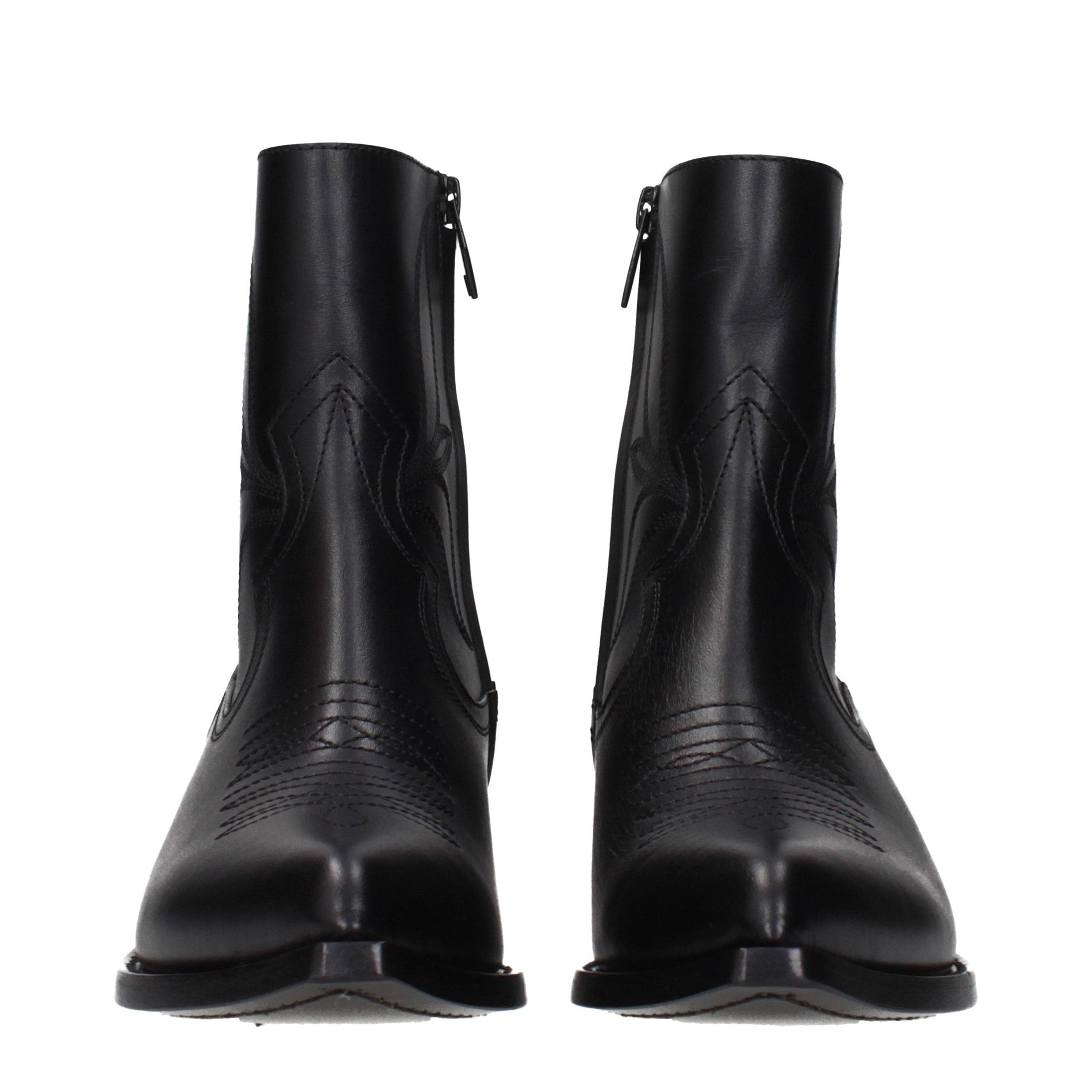 Celine Black Leather Ankle Boots Celine