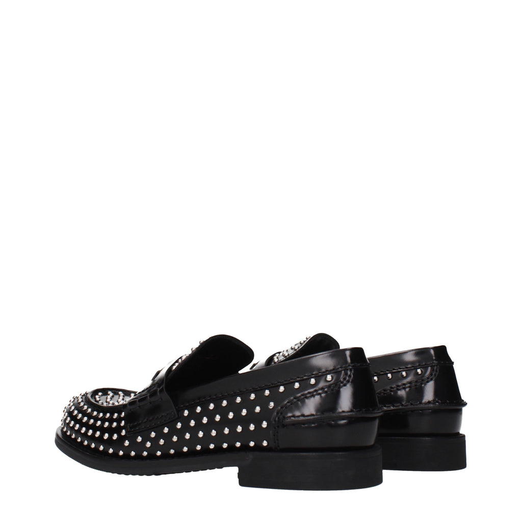 Miu Miu Black Leather Slip-On Loafers Miu Miu