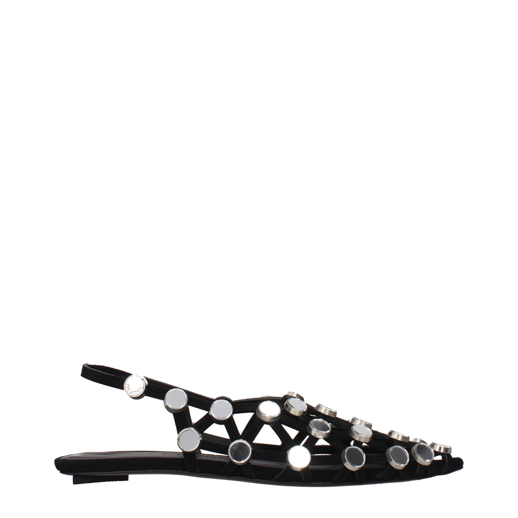 The Attico Black Leather Ballet Flats The Attico