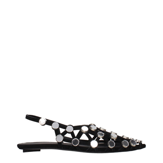 The Attico Black Leather Ballet Flats The Attico