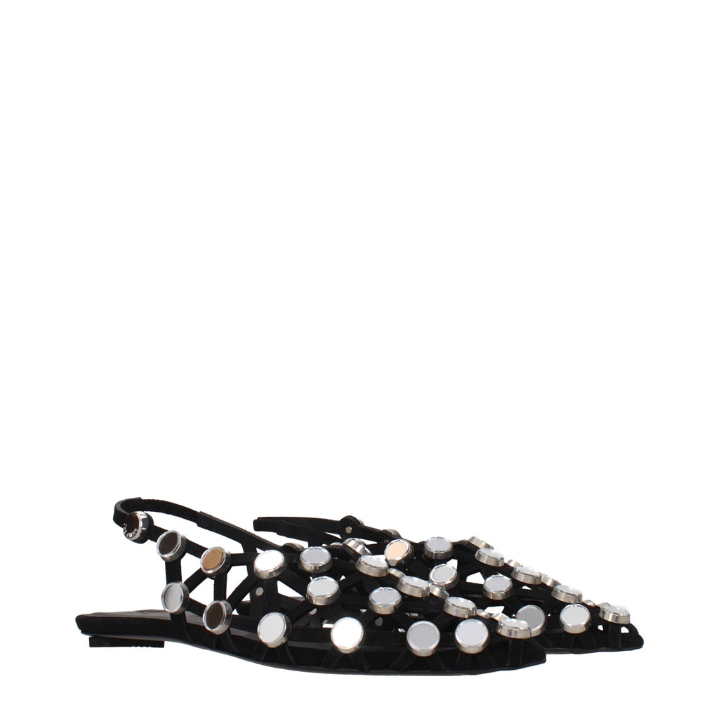 The Attico Black Leather Ballet Flats The Attico