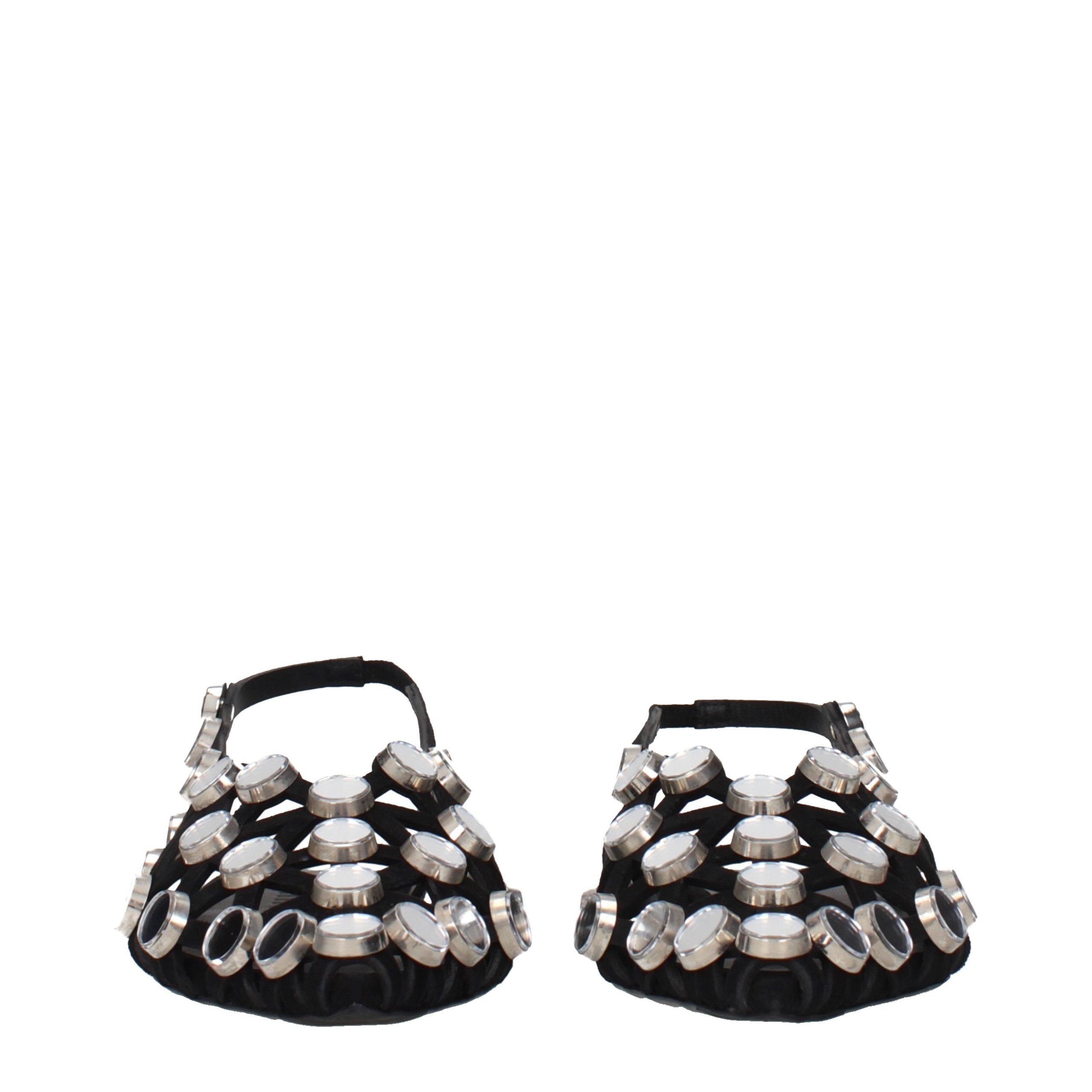 The Attico Black Leather Ballet Flats The Attico
