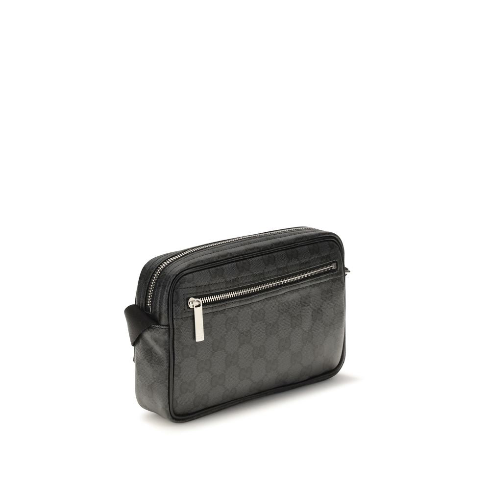 Gucci black fabric shoulder bag with adjustable strap and subtle logo detail, stylish accessory for everyday use.