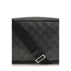 Gucci black fabric shoulder bag with sleek design and adjustable strap, featuring subtle branding details.