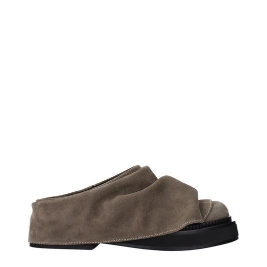 The Attico Gray Leather Slippers The Attico