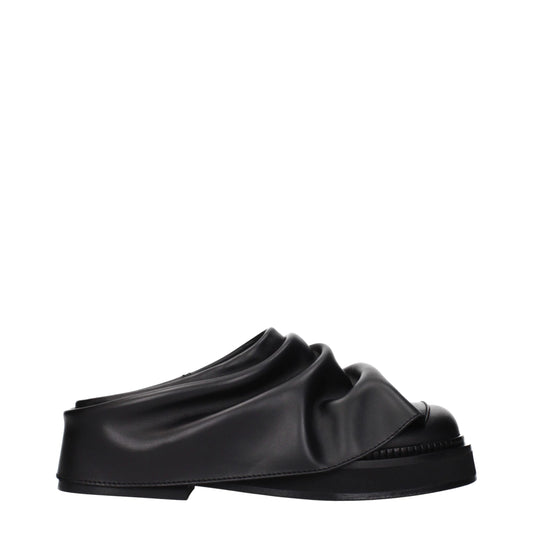 The Attico Black Leather Slippers The Attico