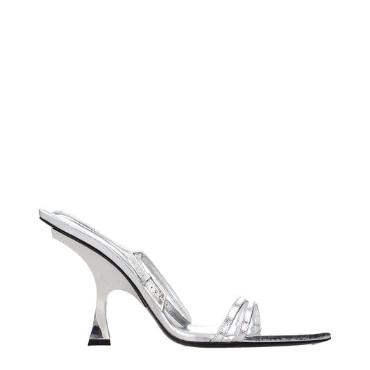 The Attico Gray Leather Stiletto Heel Sandals The Attico