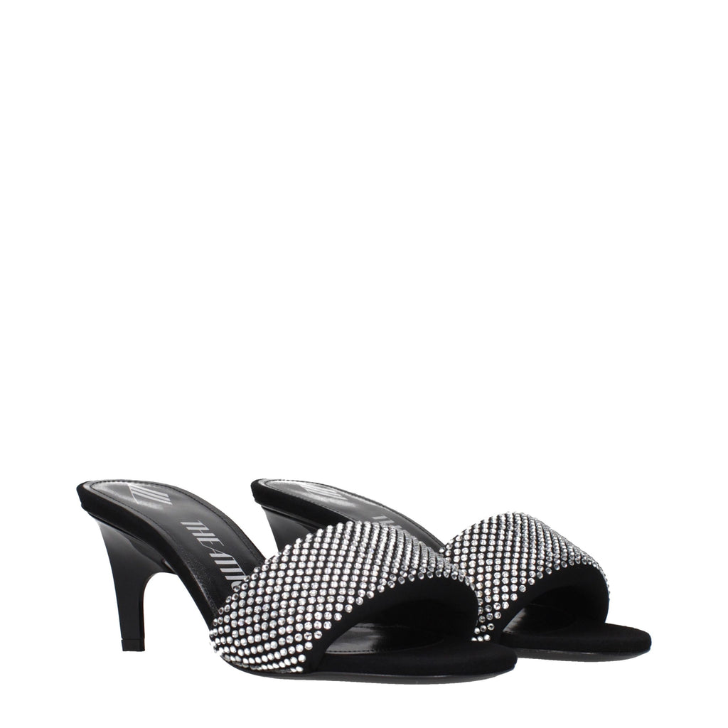 The Attico Black Fabric Stiletto Heel Sandals The Attico