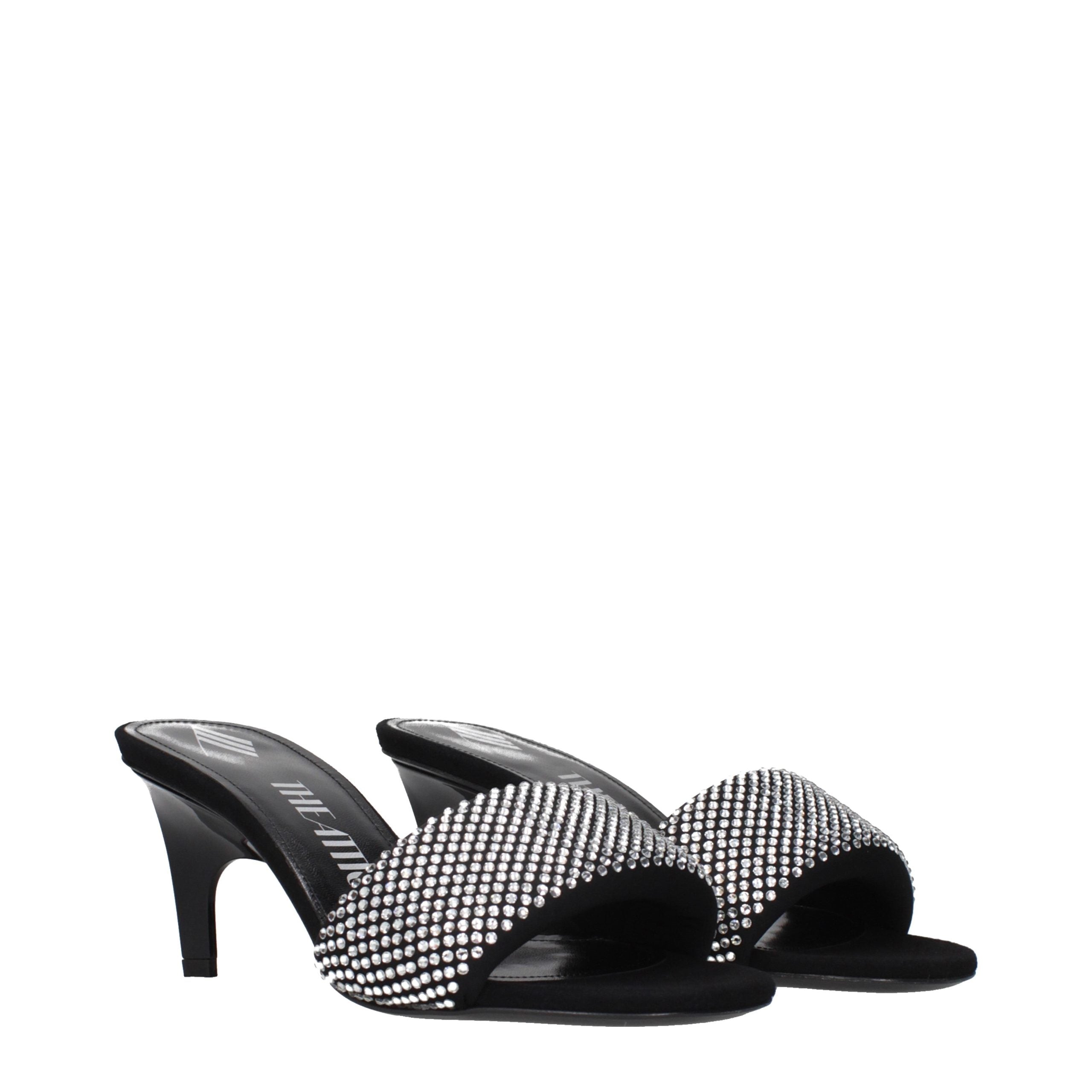 The Attico Black Fabric Stiletto Heel Sandals The Attico