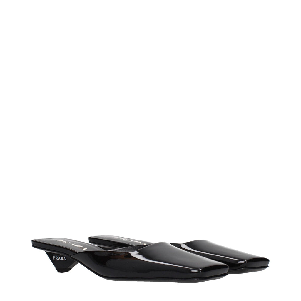 Prada Black Leather Flat Sandals Prada