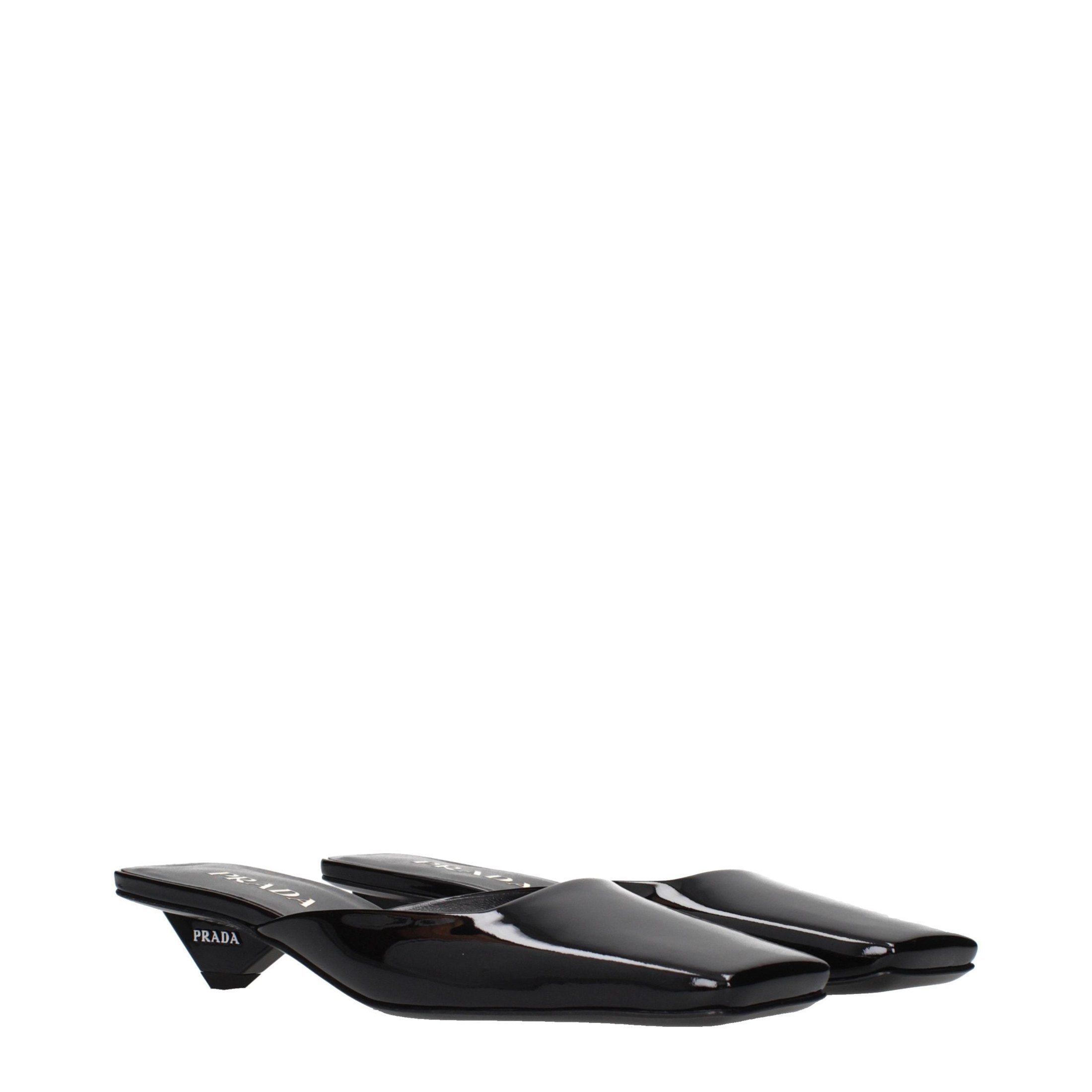Prada Black Leather Flat Sandals Prada