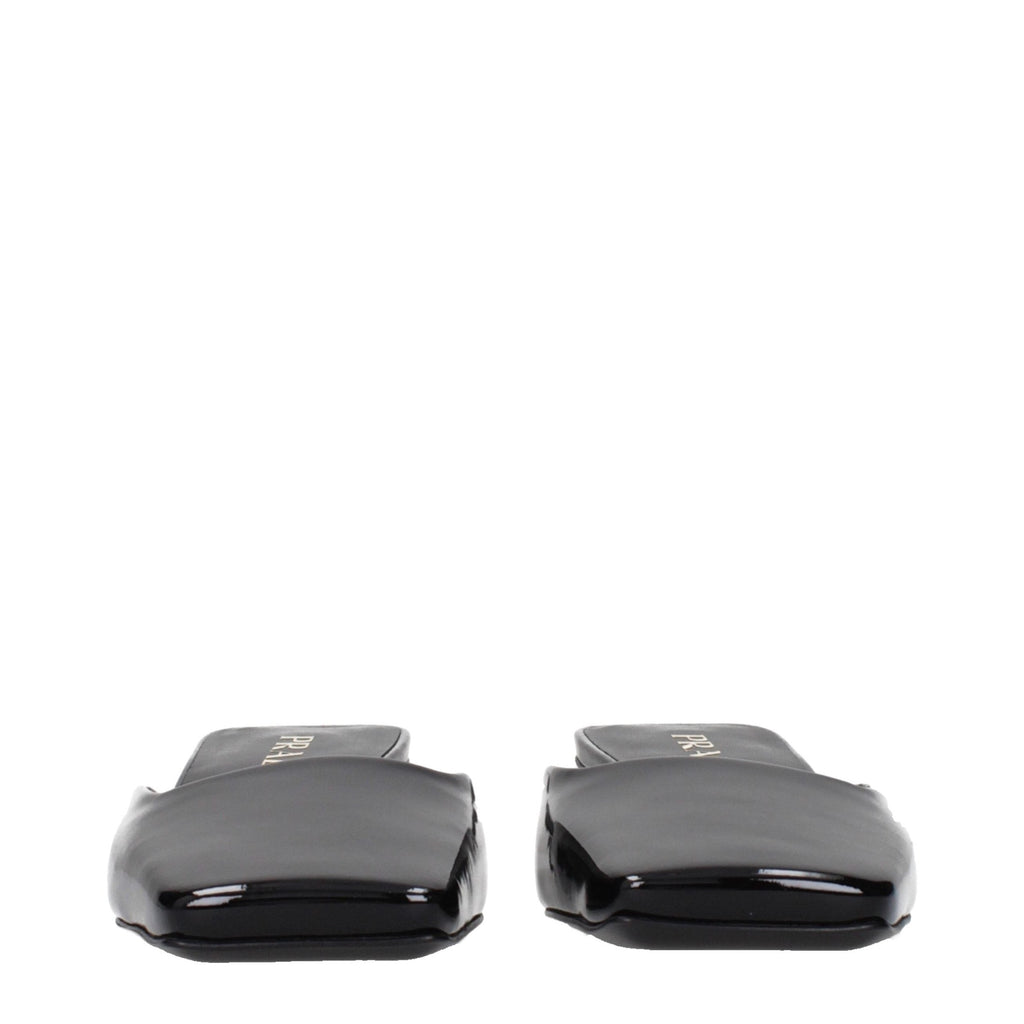 Prada Black Leather Flat Sandals Prada