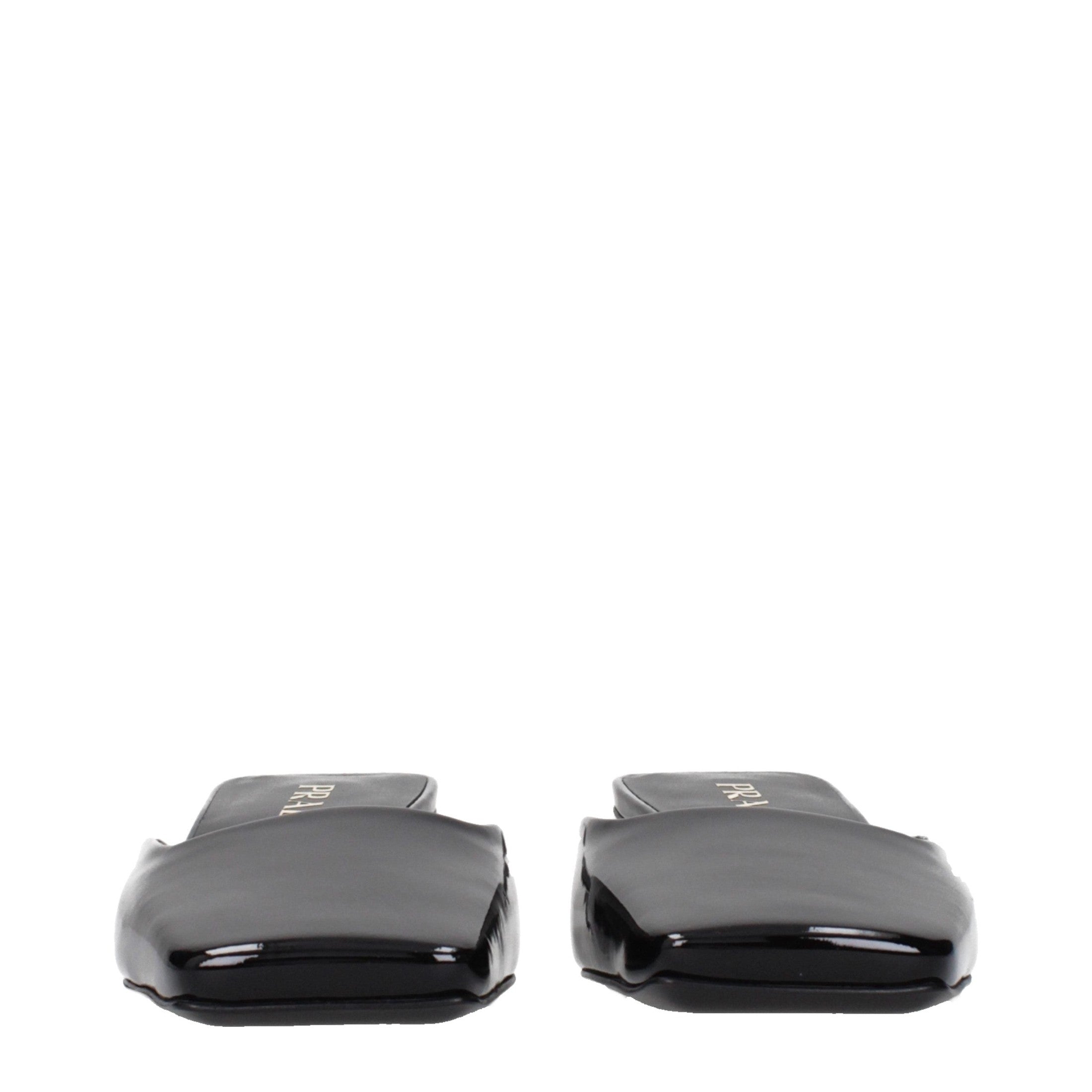 Prada Black Leather Flat Sandals Prada