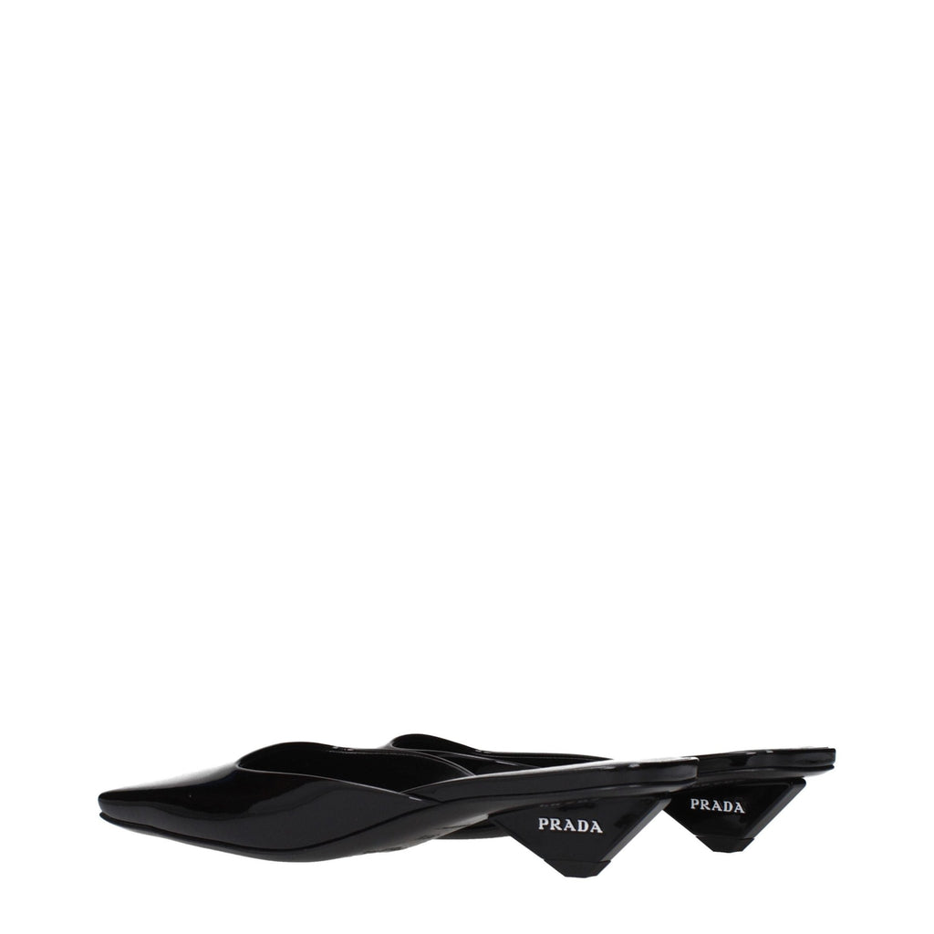 Prada Black Leather Flat Sandals Prada