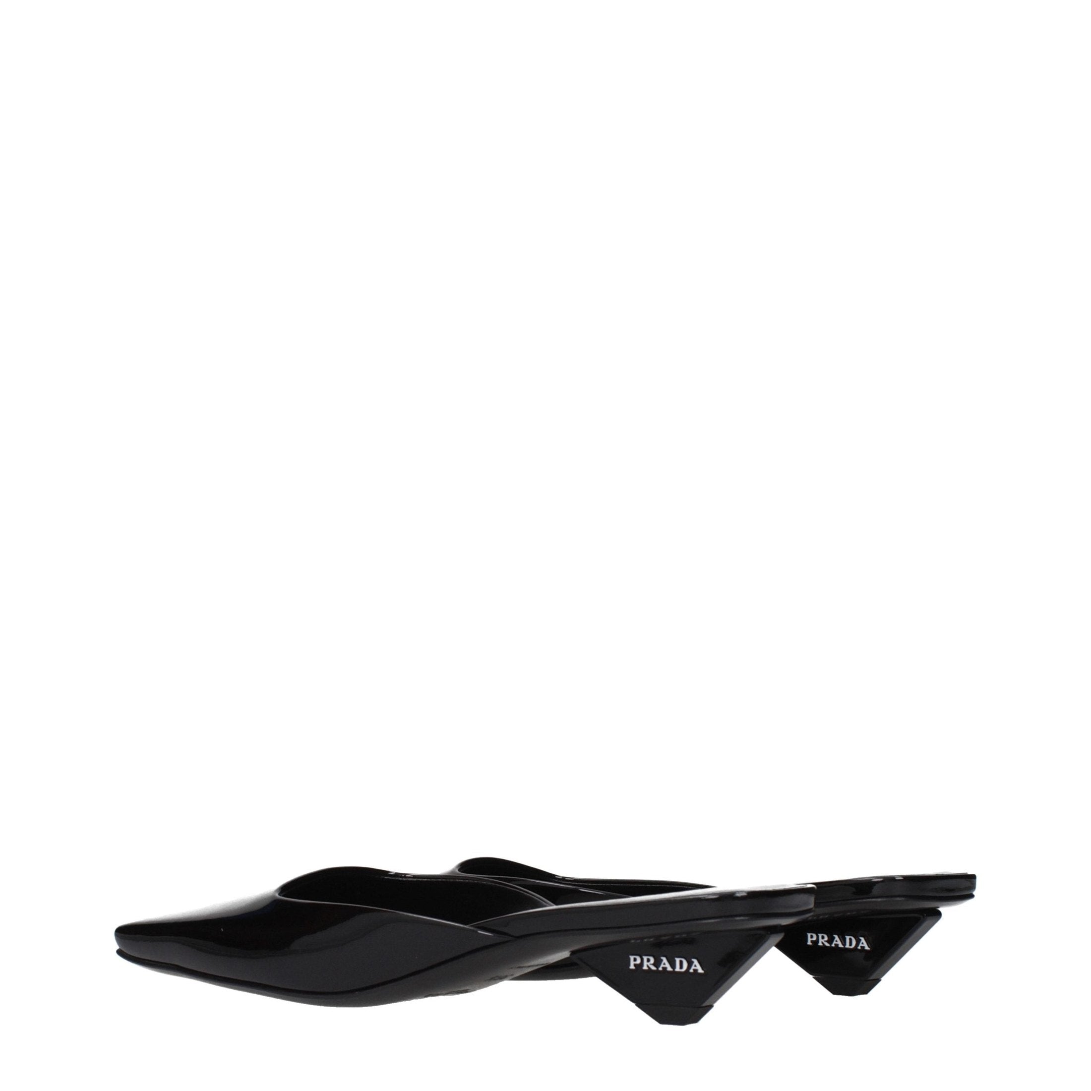 Prada Black Leather Flat Sandals Prada