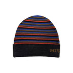 Missoni gray wool beanie hat featuring a zigzag knit pattern, designed for cozy winter wear.