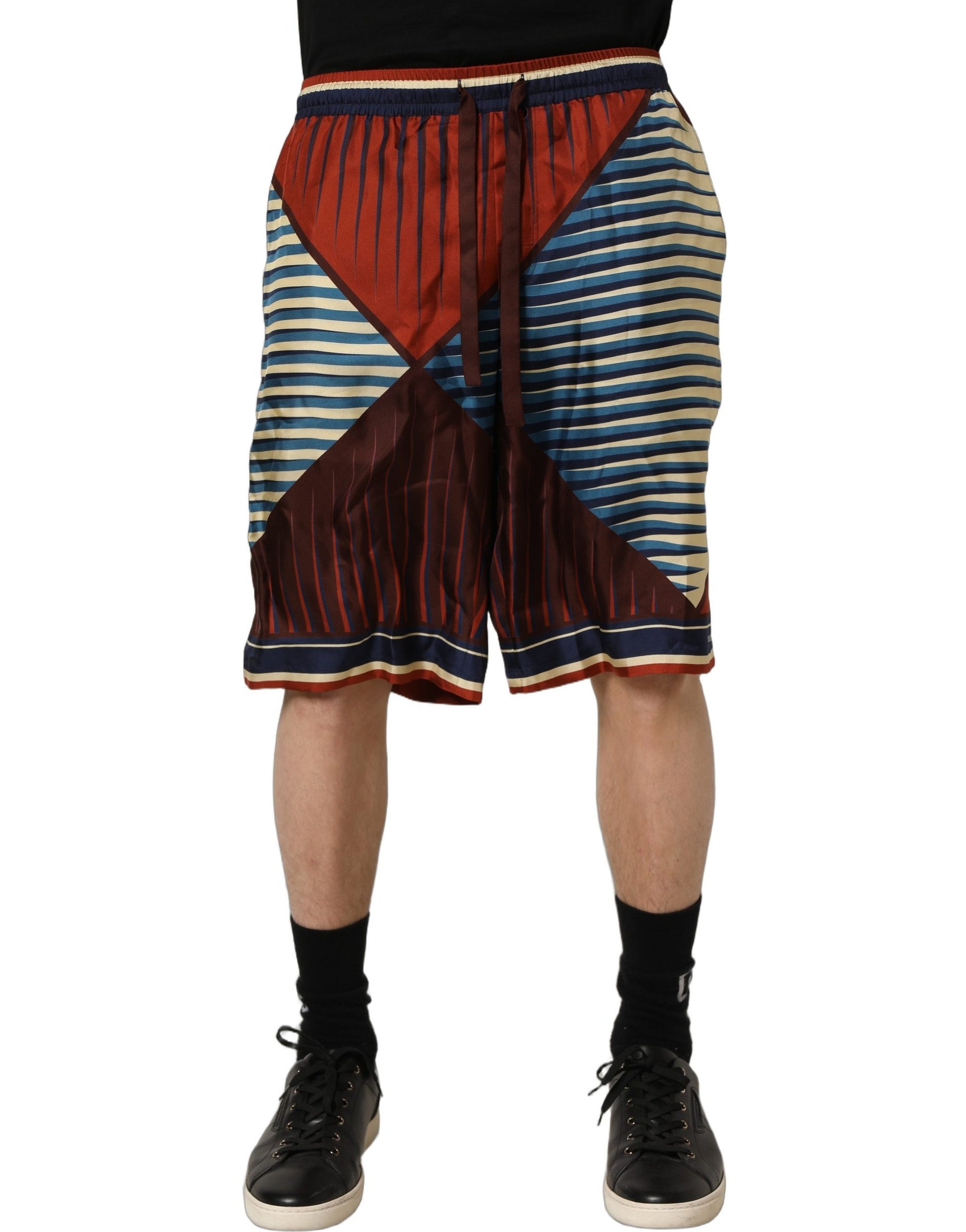 Dolce & Gabbana Multicolor Geometric Silk Men Bermuda Shorts Dolce & Gabbana