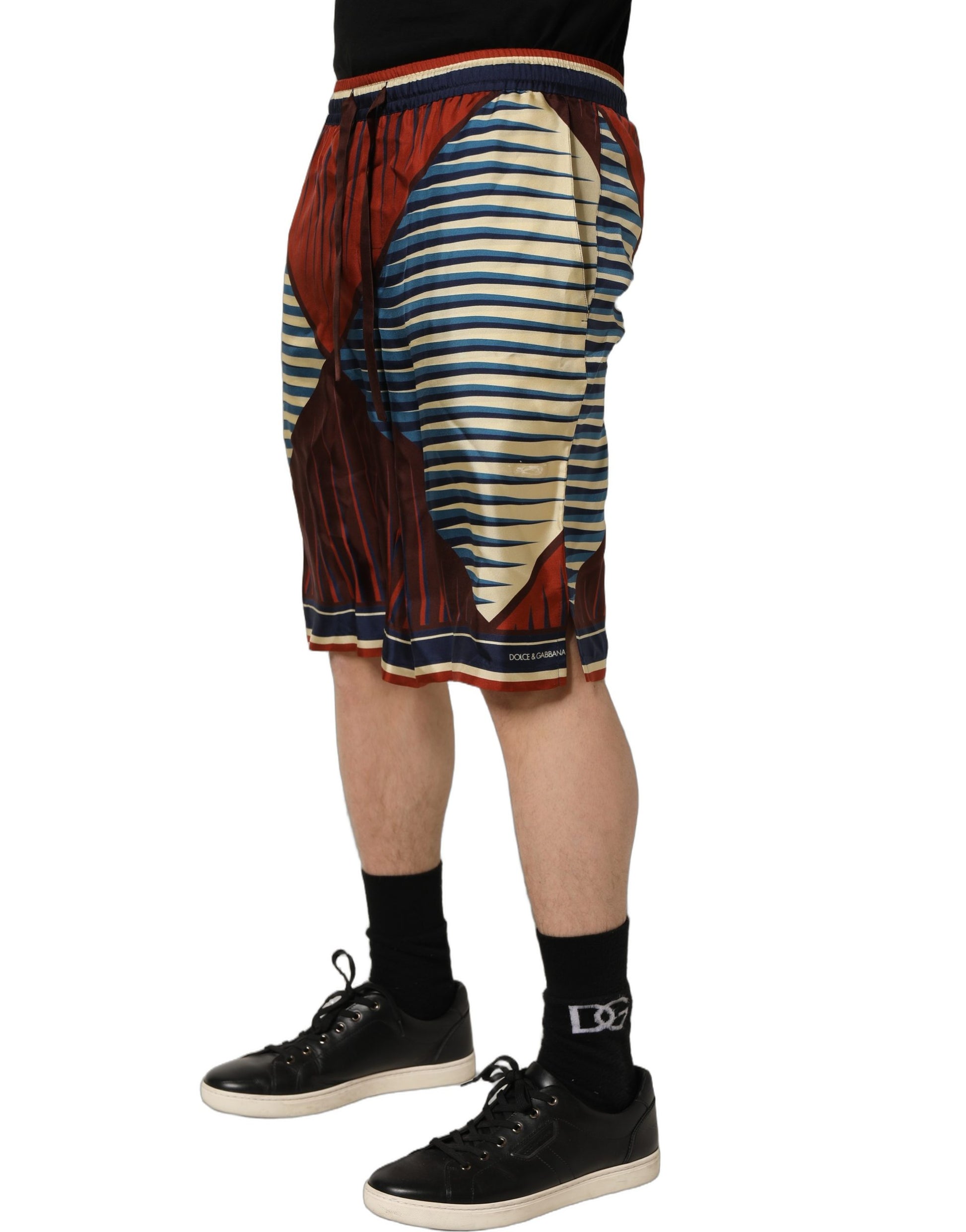 Dolce & Gabbana Multicolor Geometric Silk Men Bermuda Shorts Dolce & Gabbana
