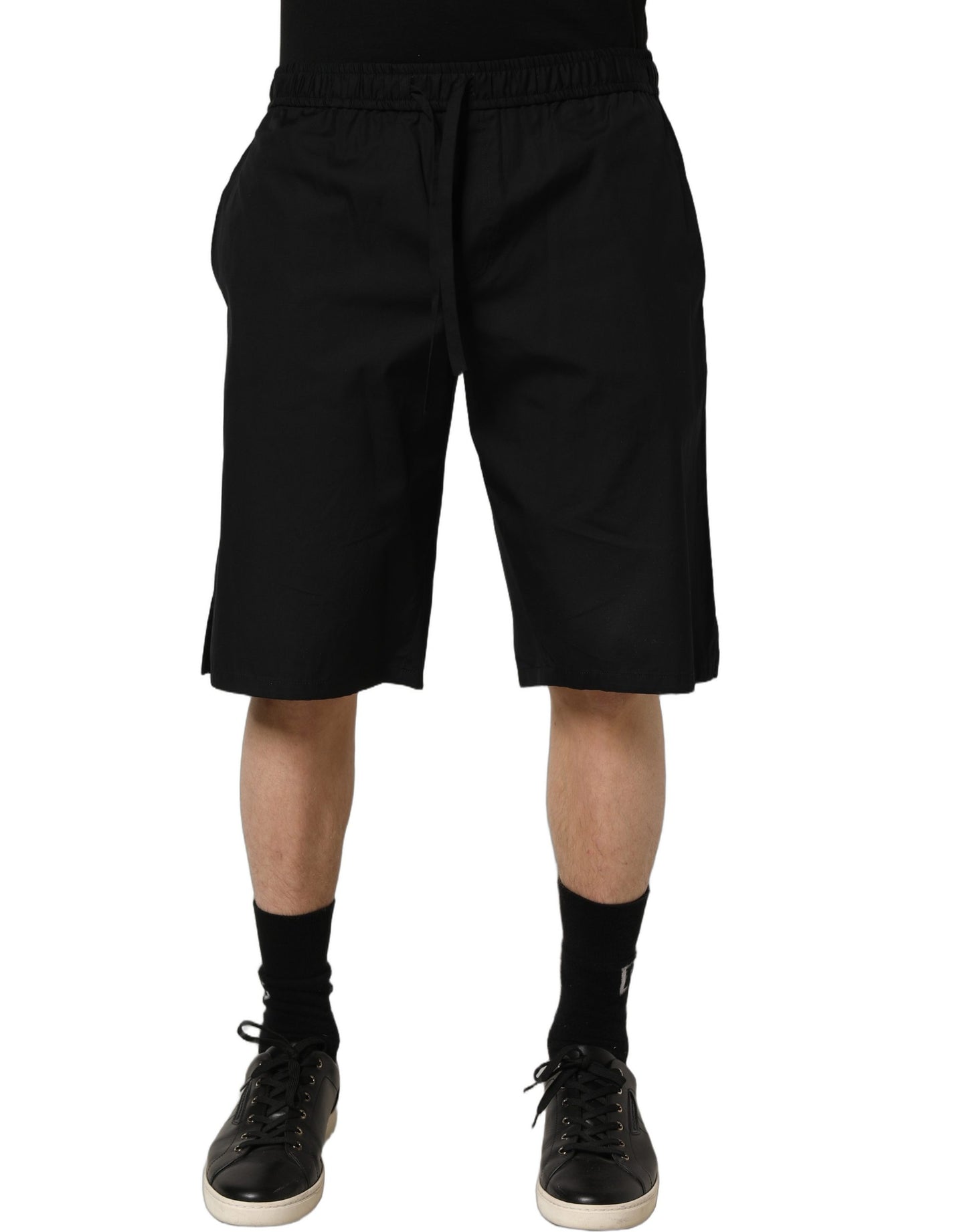 Dolce & Gabbana Black Cotton Sweatshorts Men Bermuda Shorts Dolce & Gabbana