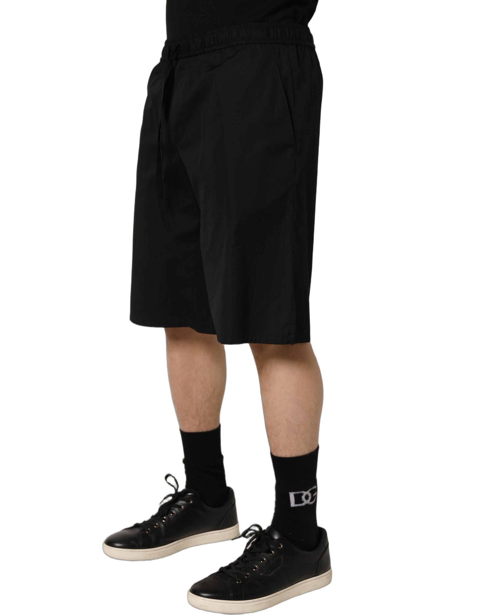 Dolce & Gabbana Black Cotton Sweatshorts Men Bermuda Shorts Dolce & Gabbana