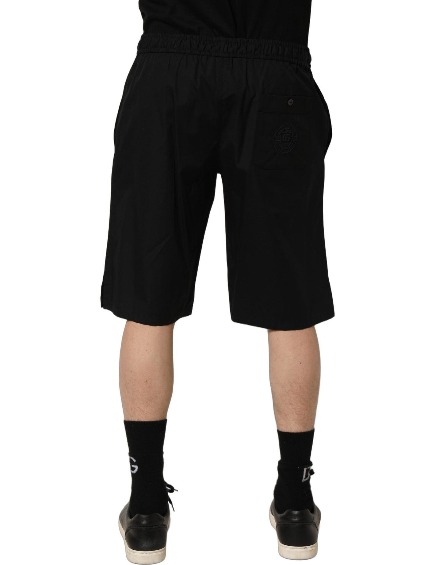 Dolce & Gabbana Black Cotton Sweatshorts Men Bermuda Shorts Dolce & Gabbana