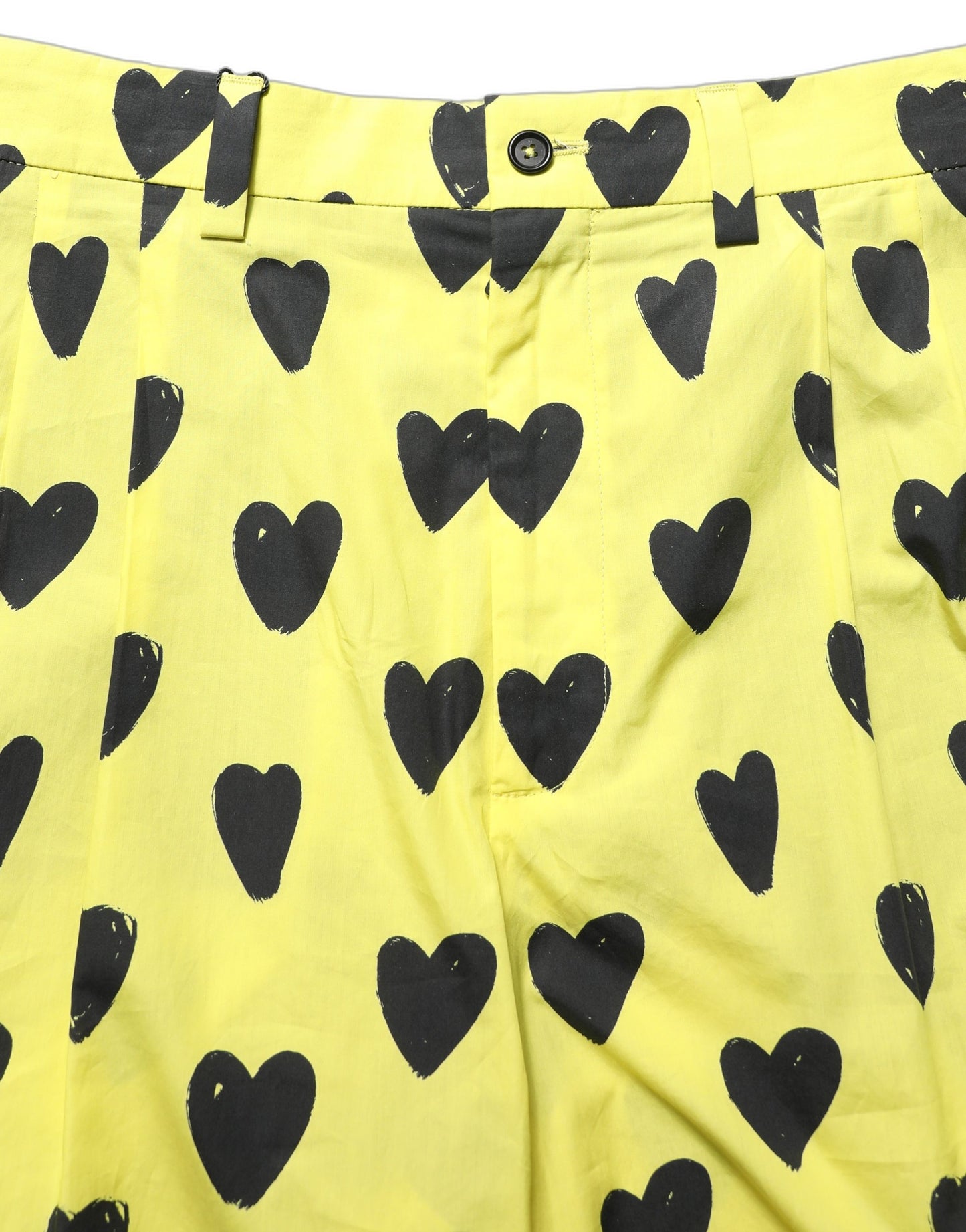 Dolce & Gabbana Yellow Cotton Heart Print Men Bermuda Shorts Dolce & Gabbana