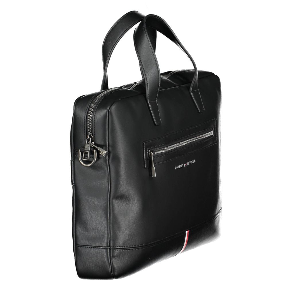Tommy Hilfiger Black Polyurethane Men's Briefcase Tommy Hilfiger