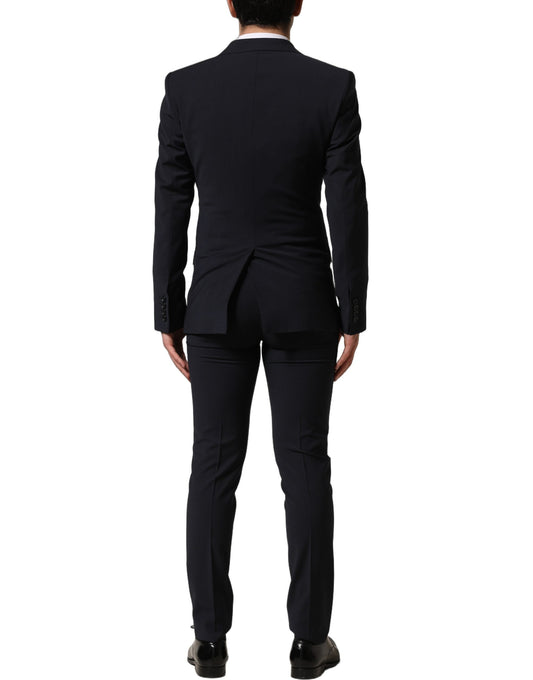 Dolce & Gabbana Black Wool Slim Fit Formal 3 Piece Men Suit Dolce & Gabbana