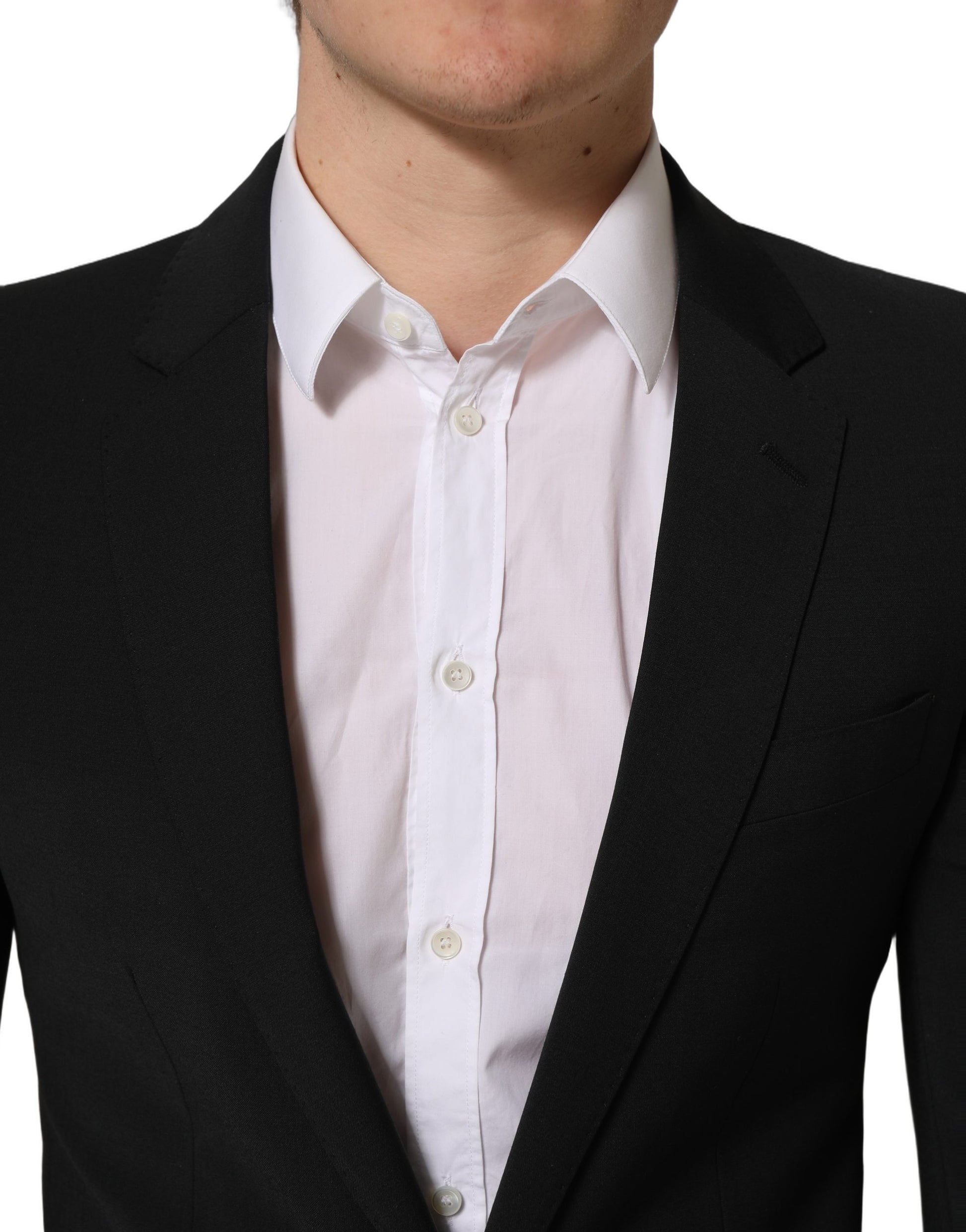Dolce & Gabbana Black Wool Slim Fit Formal 2 Piece Men Suit Dolce & Gabbana