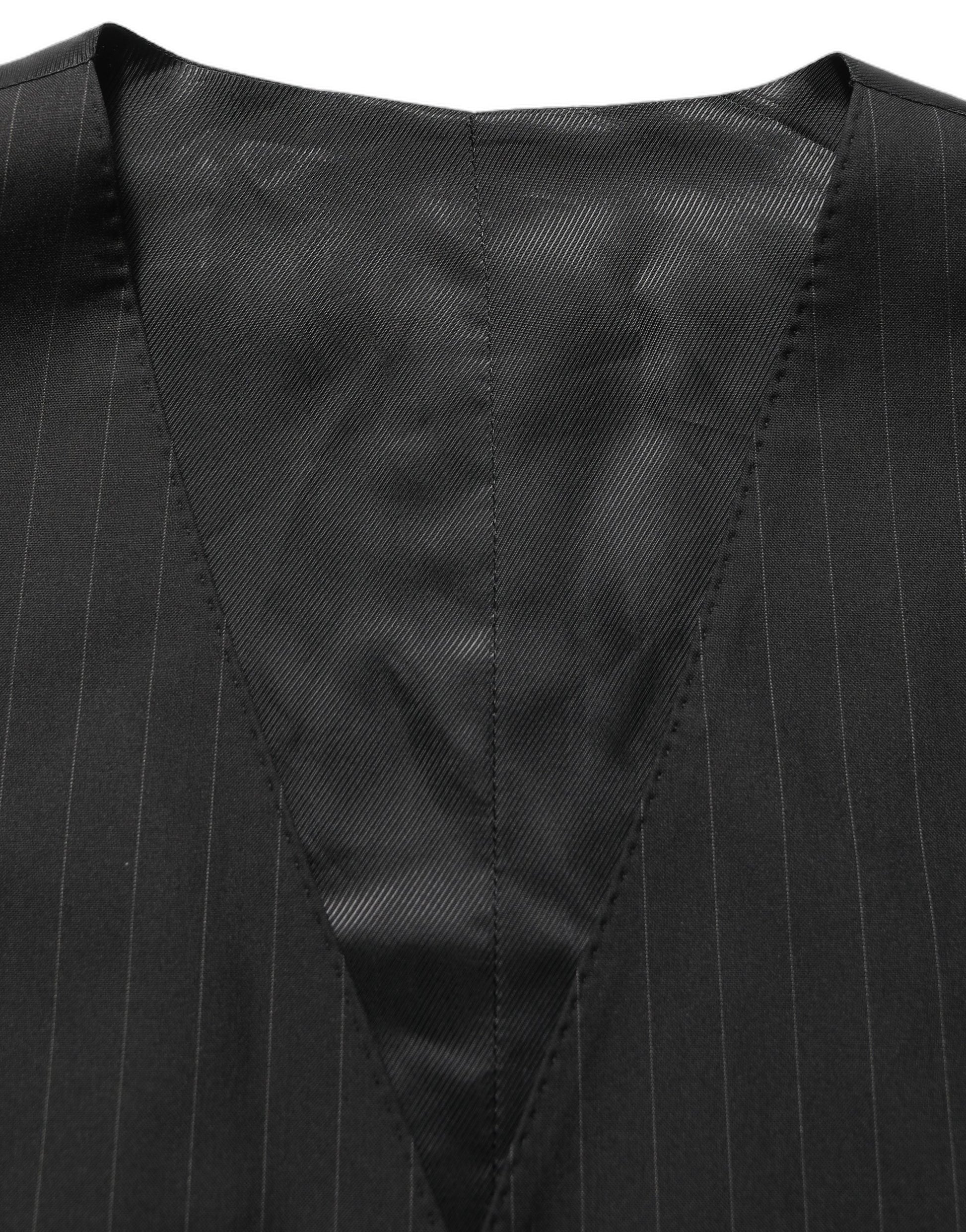 Dolce & Gabbana Black Stripes Slim Fit Formal 3 Piece Suit Dolce & Gabbana