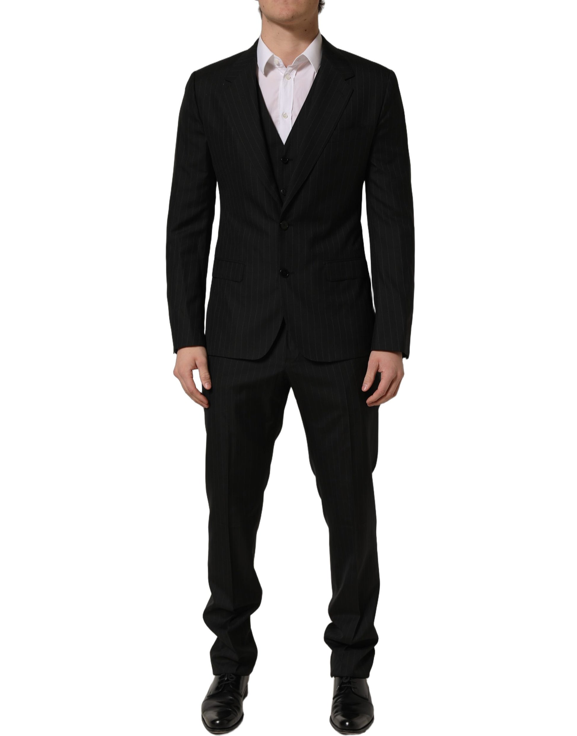 Dolce & Gabbana Black Stripes Slim Fit Formal 3 Piece Suit Dolce & Gabbana