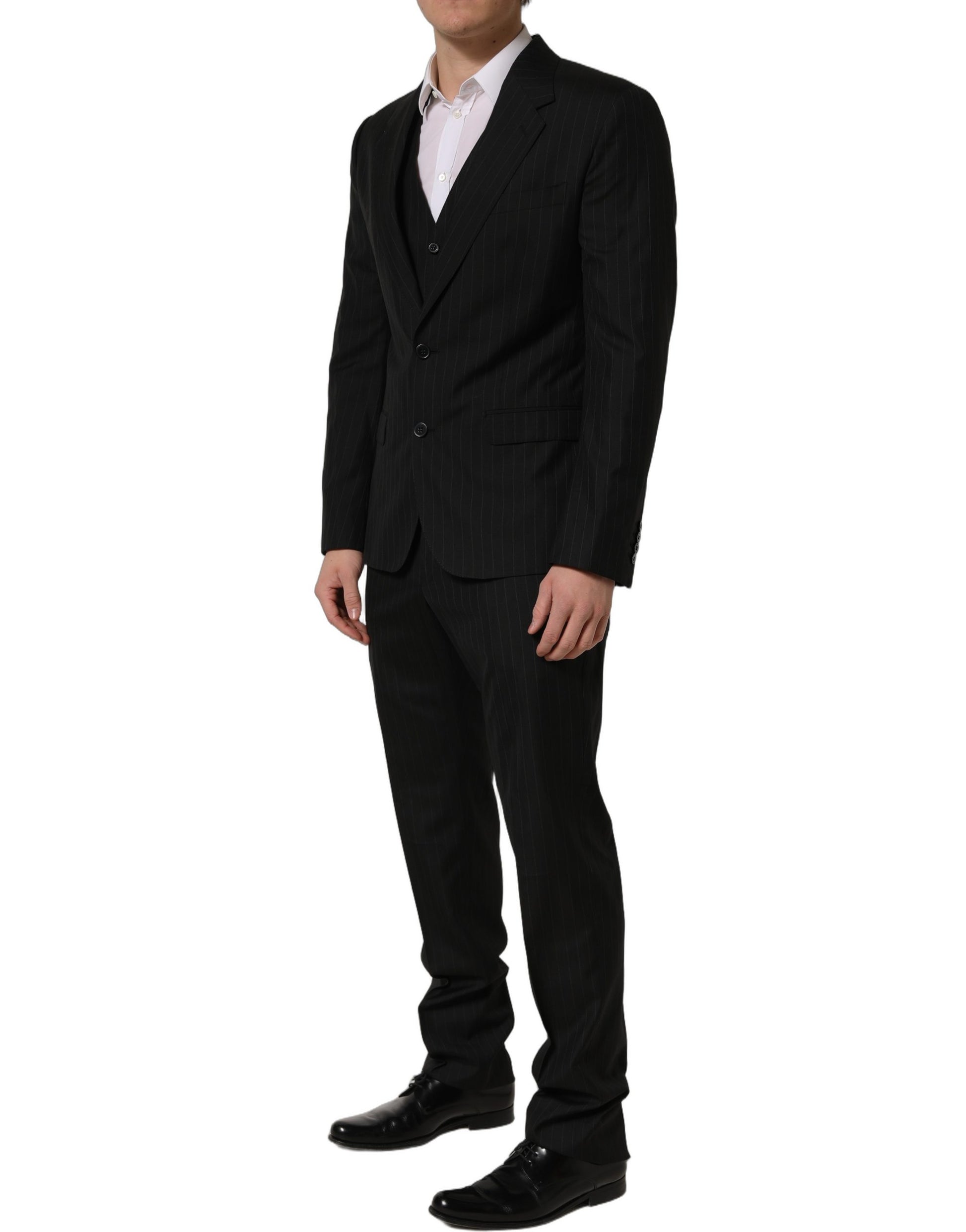 Dolce & Gabbana Black Stripes Slim Fit Formal 3 Piece Suit Dolce & Gabbana