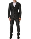 Dolce & Gabbana gray MARTINI slim fit formal 3-piece suit, tailored jacket, vest, and trousers, stylish men's business attire