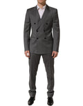 Dolce & Gabbana gray Martini slim fit men's 2-piece formal suit, tailored jacket and matching trousers, elegant and stylish.
